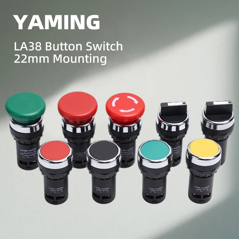 

LA38-11 Кнопочный переключатель 10A 380 В Ручка аварийной остановки Грибовидная головка Самоблокирующийся сброс Мгновенный 1NO1NC