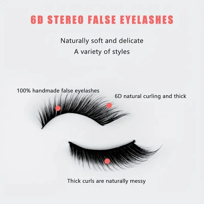 翼付きマンゴーまつげ 7 組、アイライナー効果と自然な外観、6D シルクまつげ