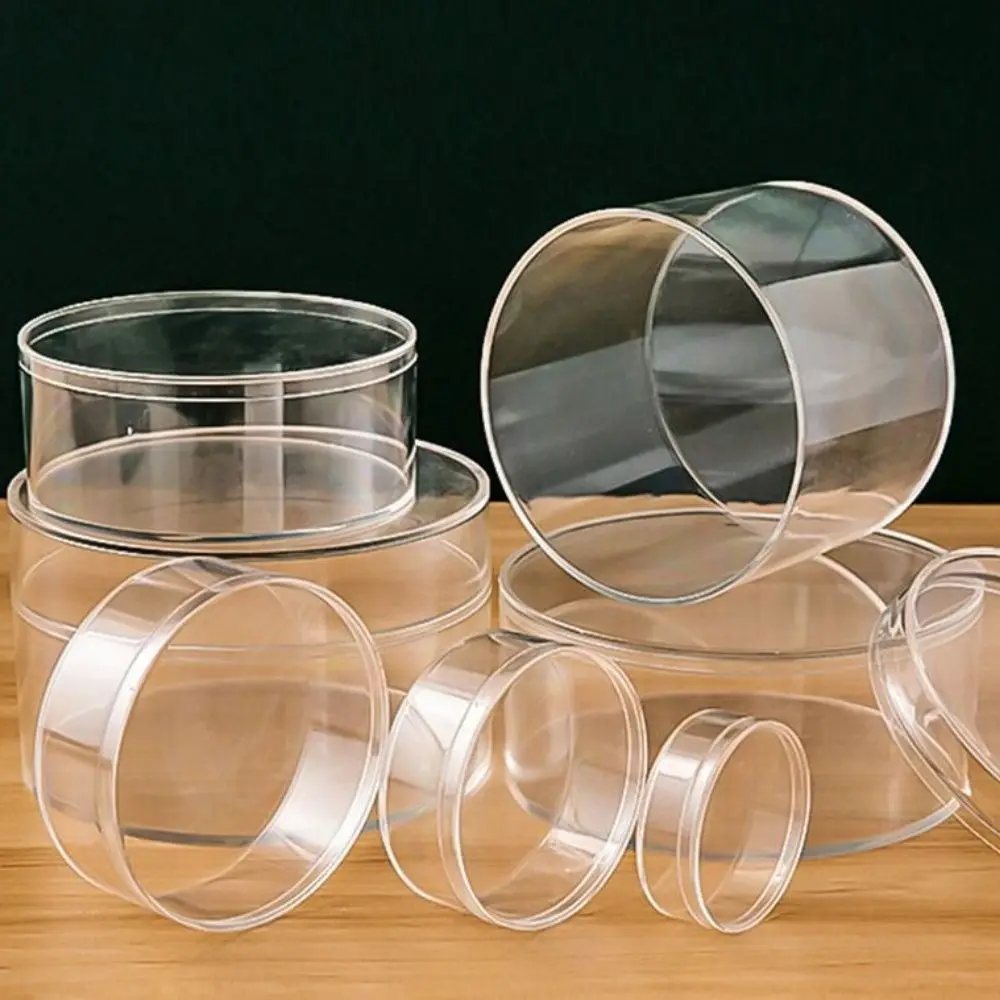 Boîte de Rangement Ronde Transparente en Plastique Multi-Tailles avec Couvercle, Conteneur de Stockage Anti-Poussière, pour Bijoux, Emballage de Bonbons et Cadeaux