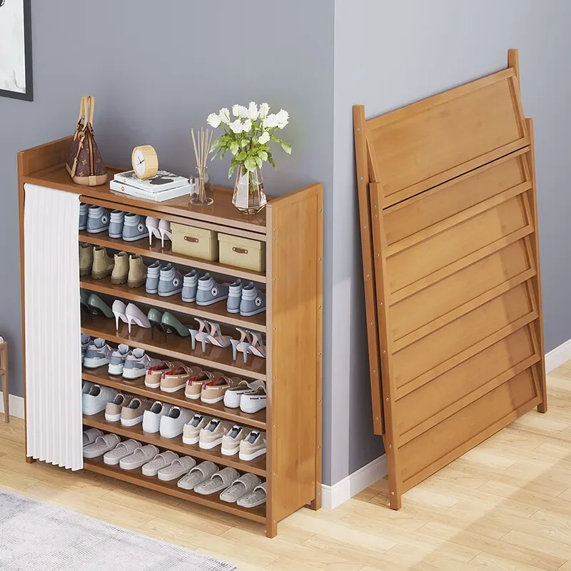 Zapatero Organizador De Zapatos, Zapatero sin instalación, almacenamiento multicapa De madera maciza, puerta De casa, habitación De alquiler, nuevos modelos