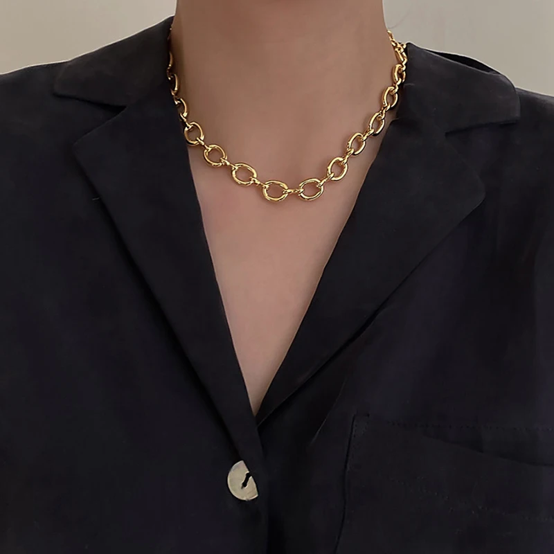 Peri\'sBox Gold/Silver Color Linked Small Circle Necklaces Beaded Geometric Necklaces for Women Minimalist Necklace 2020 Jewelry