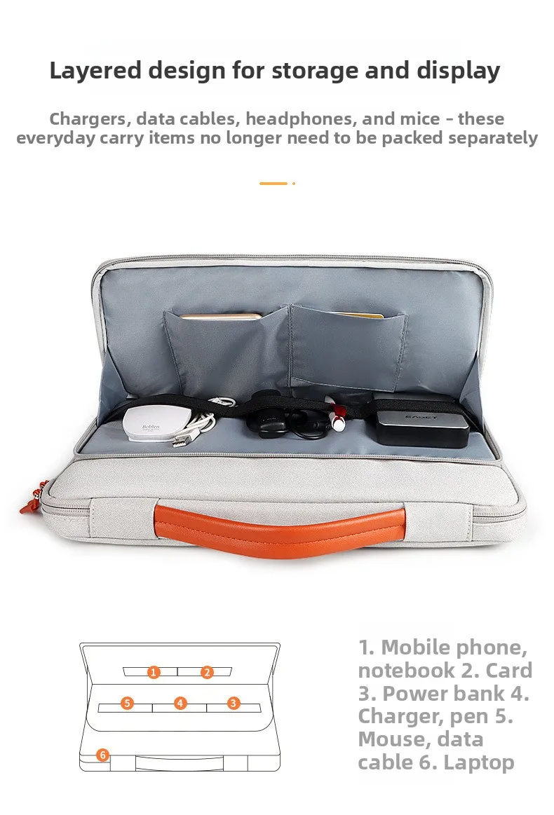 Laptop-Tragetasche 13,3-15,6 Zoll Wasserdichte Aktentasche Schulter-Handtasche für Notebook Tablet – Detail 7