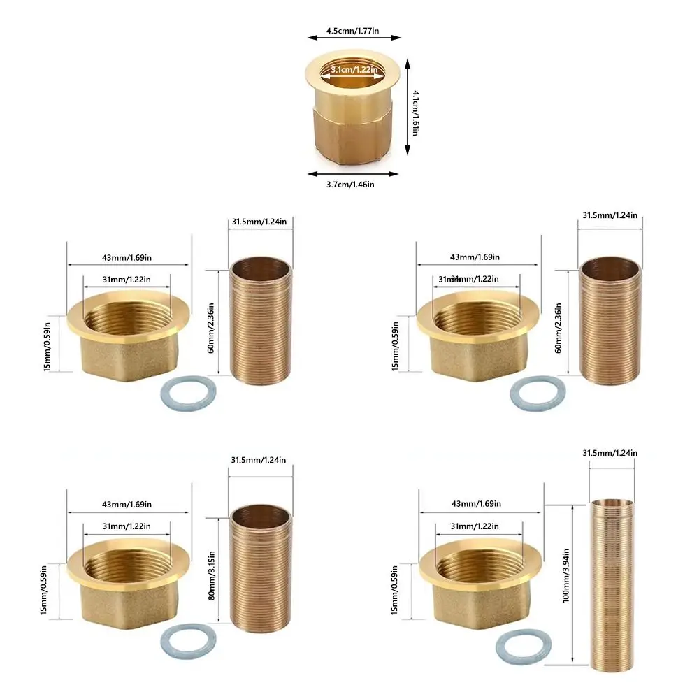 Durable Gold Brass Pipe Fitting Copper Multi Size Water Gap Fixed Fittings Fixed Hardware Accessories Hose Joint Tool