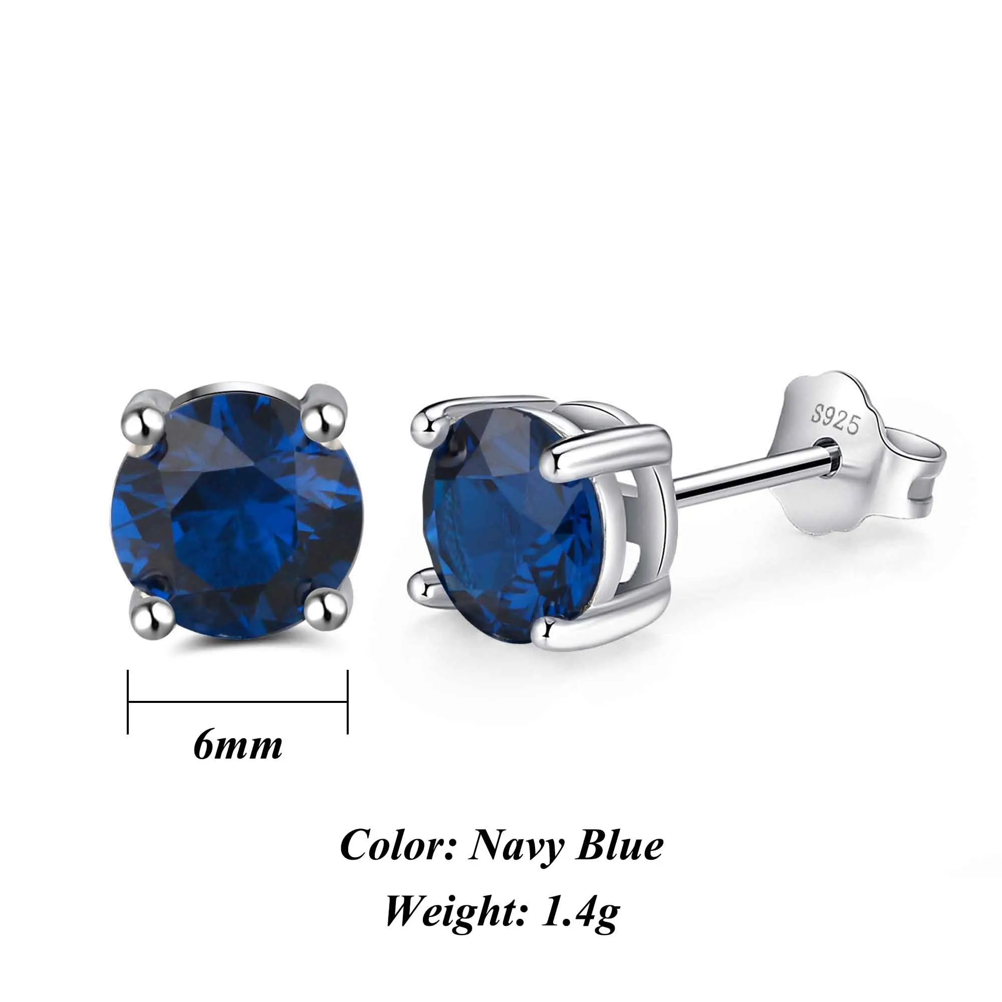 Effie Queen Trendy Black AAA Cubic Zirconia Stud Earrings Geometric Crystal Sterling Silver Jewelry For Women Men Fashion SE84-B