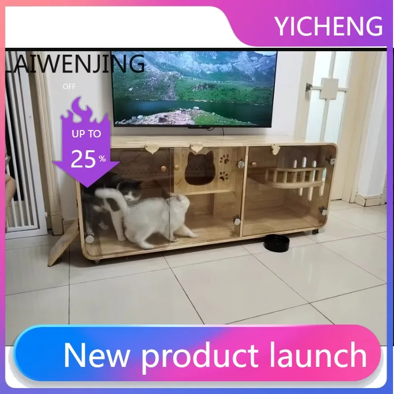 

LYY Кошачья вилла: домик-клетка из массива дерева для дома, тумба под ТВ, домик для кошек