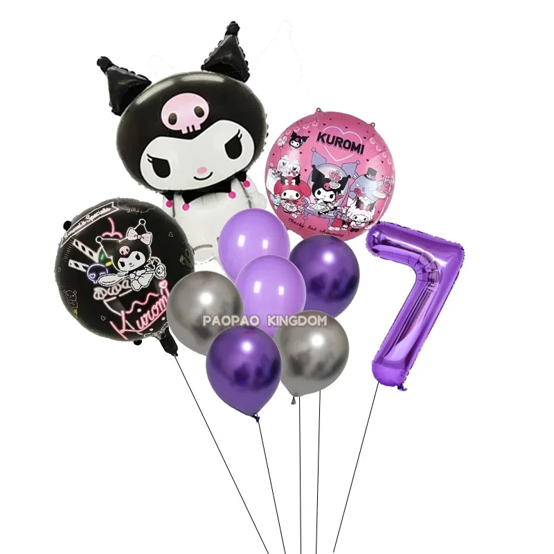 Cartoon Kuromi My Melody Themen-Folienballons Set Latexballons Kindergeburtstagsparty Dekoration Zahlenballon Globos – Detail 40