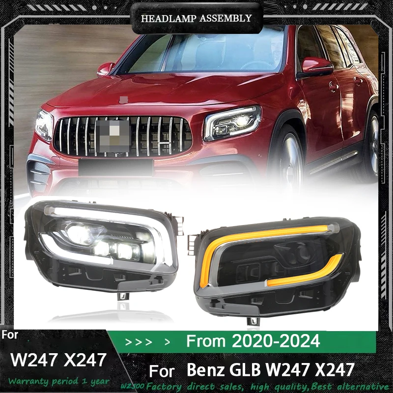 

Автомобильные фары для Mercedes-Benz GLB Glb180 2020-2024, высокий стиль, полностью светодиодные автомобильные фары в сборе, аксессуары для линз проектора
