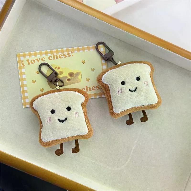 1pc Cartoon Plush Pendant Figure Bag Decoration Cute Kawaii Toast Expression Present Bread 9cm Small Nice Creative
