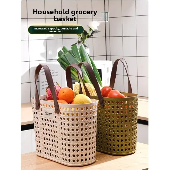 Large Plastic Handheld Basket Vegetable Shopping Basket Fruit Egg Storage Basket Outdoor Picnic Organizer Home Use Basket