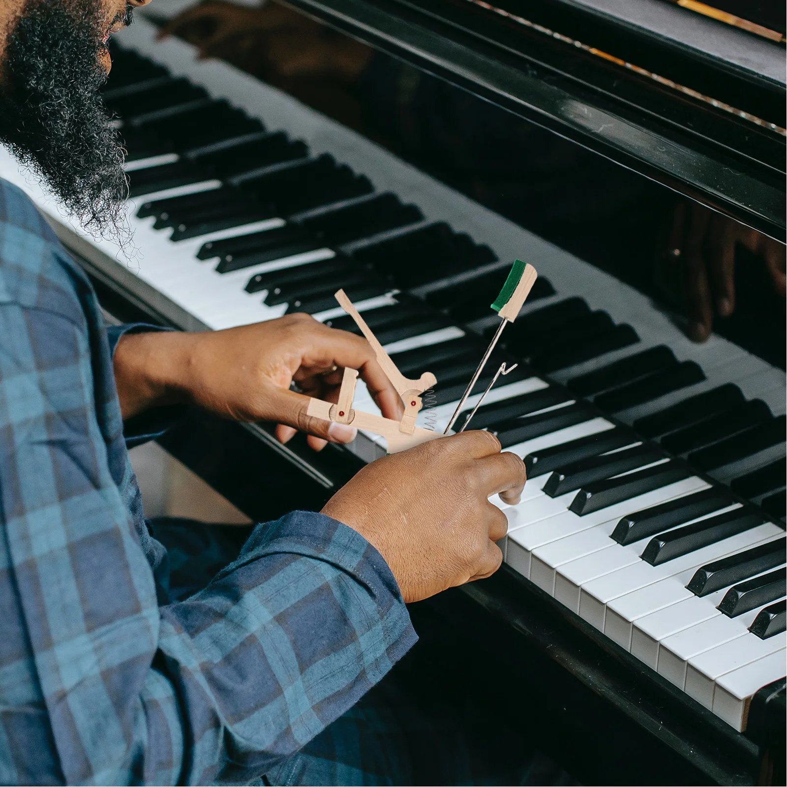 2 Buah Aksesori Perbaikan Bagian Kayu Flange Whippen Piano Tegak Treble Tinggi Gerakan Halus Kualitas Suara Stabil