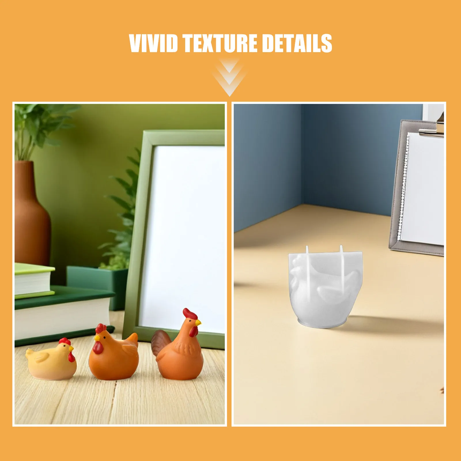 3Pcs Rooster Statue Silicone Molds for Resin Epoxy Casting Chocolate Shaping DIY Easter Christmas Baking Fondant Farm - view 2