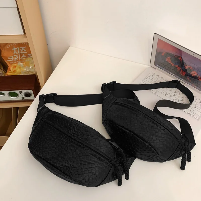 Man Waist Bag Large Capacity Leather Fanny Pack Unisex Woven pattern Chest Bag Fashion Shoulder Crossbody Bags Quality Belt Bags