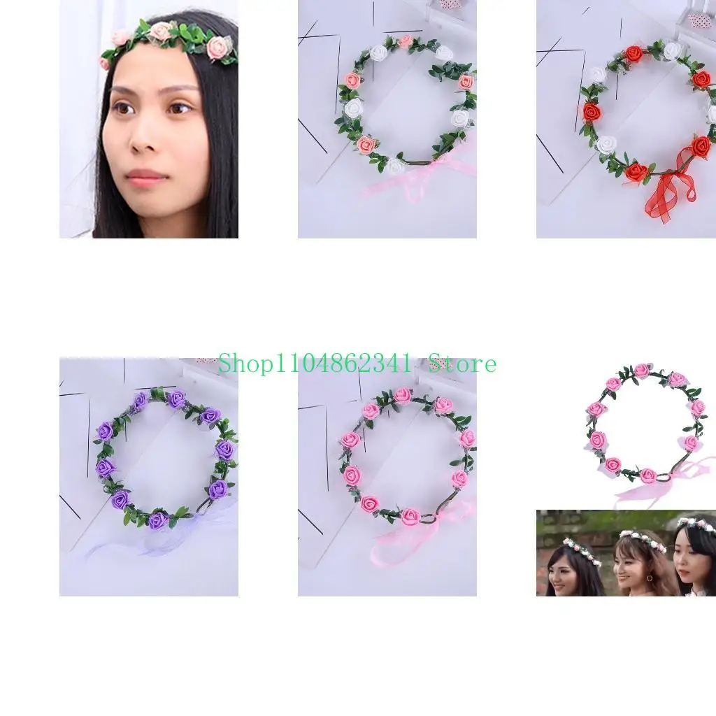 5ASDファッションヘアアッソリーフローラルクラウンヘッドバンドヘアピース結婚やパーティーのためのヘアピース