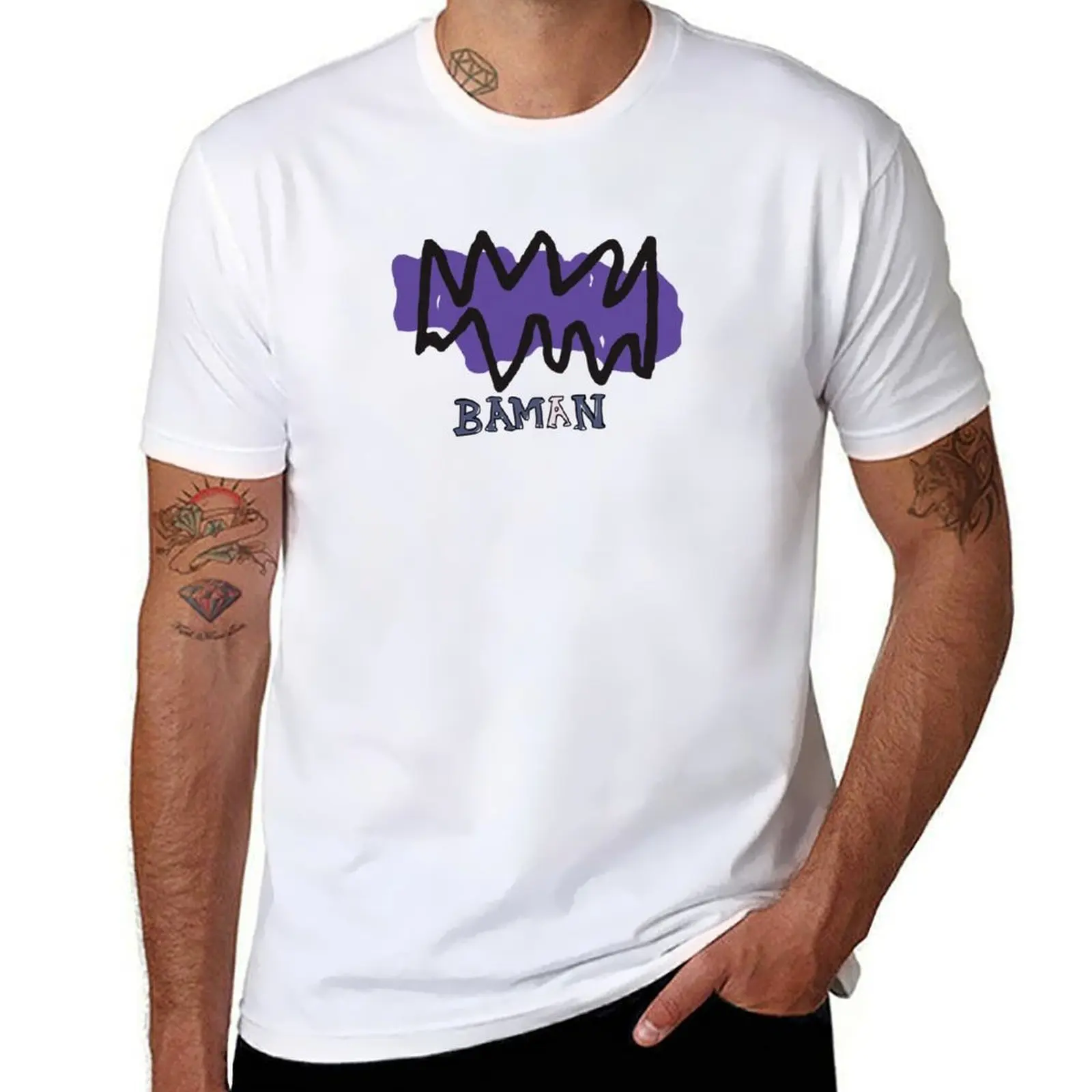 Camiseta BAMAN para hombre, Camiseta de algodón 100% negra, Camiseta lisa para hombre, camiseta
