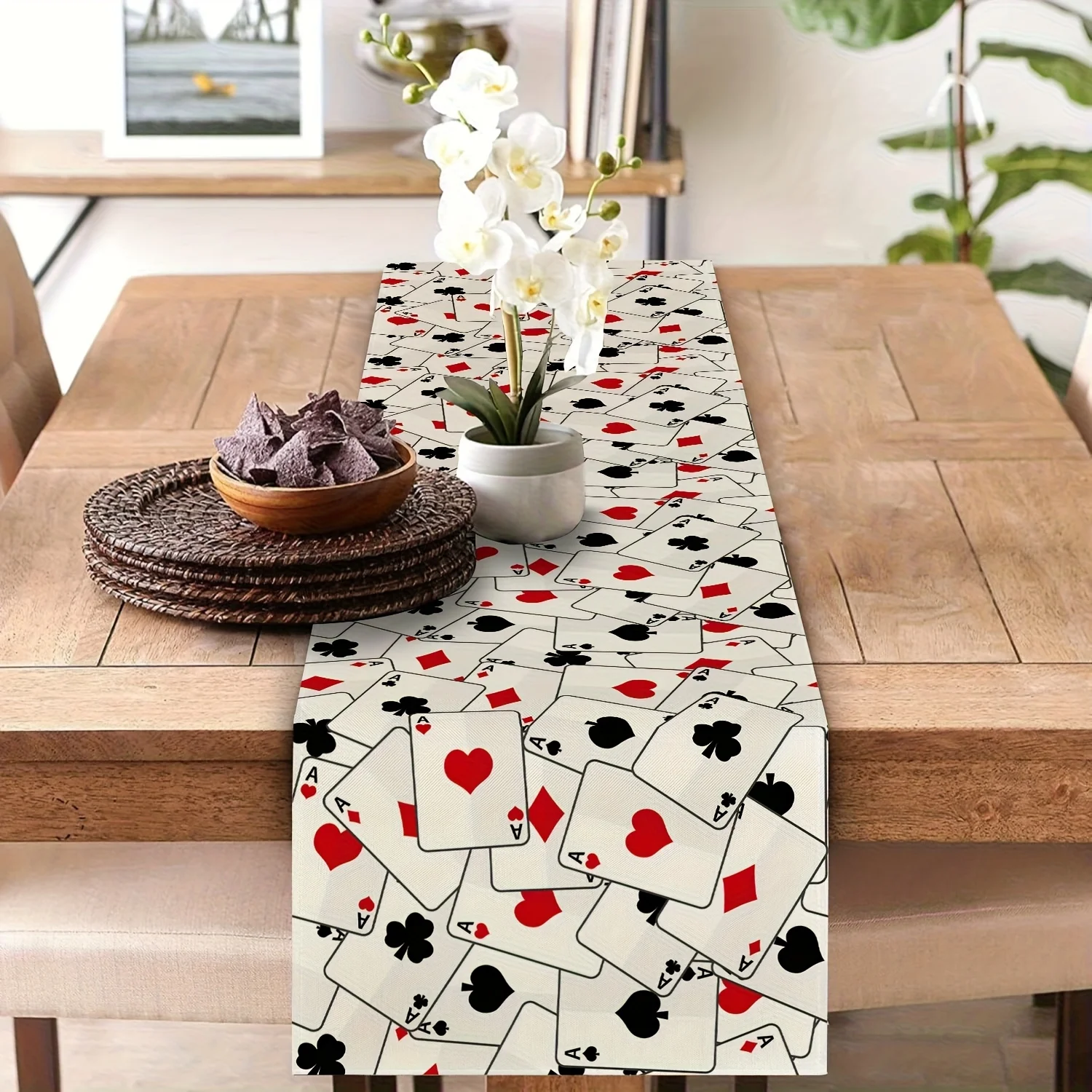 Poker Table Runner | Bold Blackjack & Ace of Hearts Design | Decor for Texas Hold'em, Casino Parties & Home Poker Nights