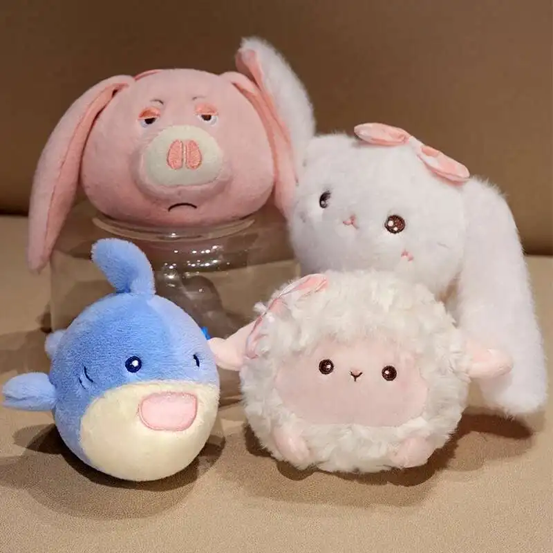 12-25cm Kreskówkowy Pluszowy Zwierzak Piłka Antystresowa Zawieszka Królik, Baranek, Latający Świnia, Rekin, Kot Pluszowa Lalka Brelok Uwalniający Od Stresu