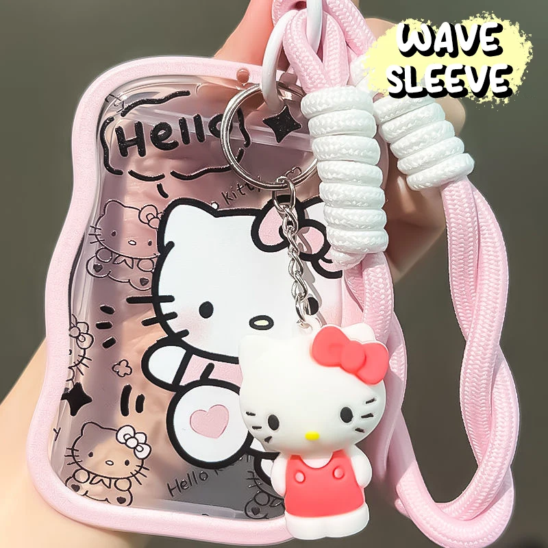 Transparente Foto Titular do Cartão, Sanrio Kawaii Olá Kitty Pochacco, Idol Foto Manga, Chaveiro Cartões Protector Case, Cartão de Estudante