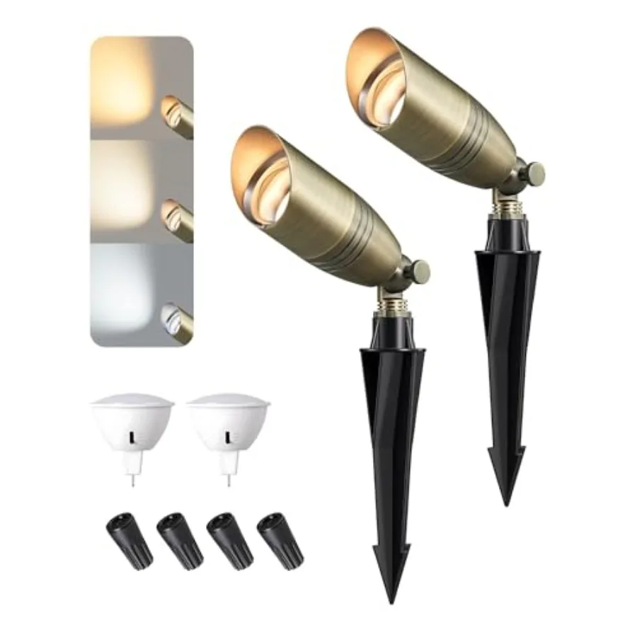 

Уличные ландшафтные прожекторы из цельной латуни, 3CCT, с лампой MR1, 1V LED, низковольтное ландшафтное освещение, бронзовые, сверхпрочные, водонепроницаемые