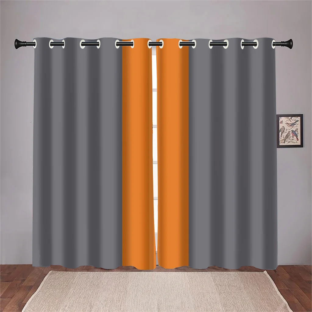 

Modern European Light Luxury Style Curtains Gray Orange Blackout Curtains 2 Panels Living Room Bedroom Balcony Window Decor