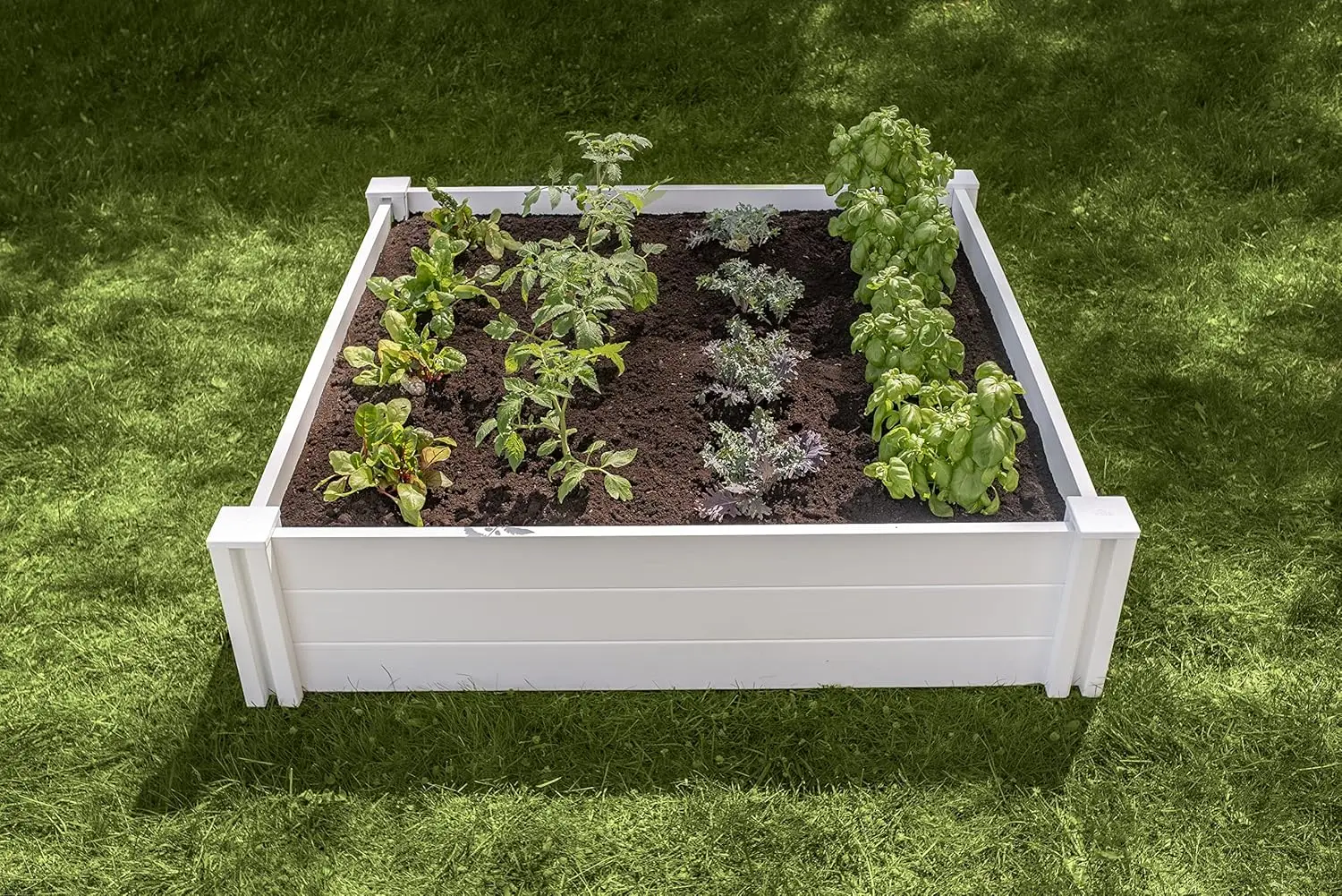 Outdoor Gardening with White Vinyl Raised Bed, Modular Design, BPA and Pthalate Free