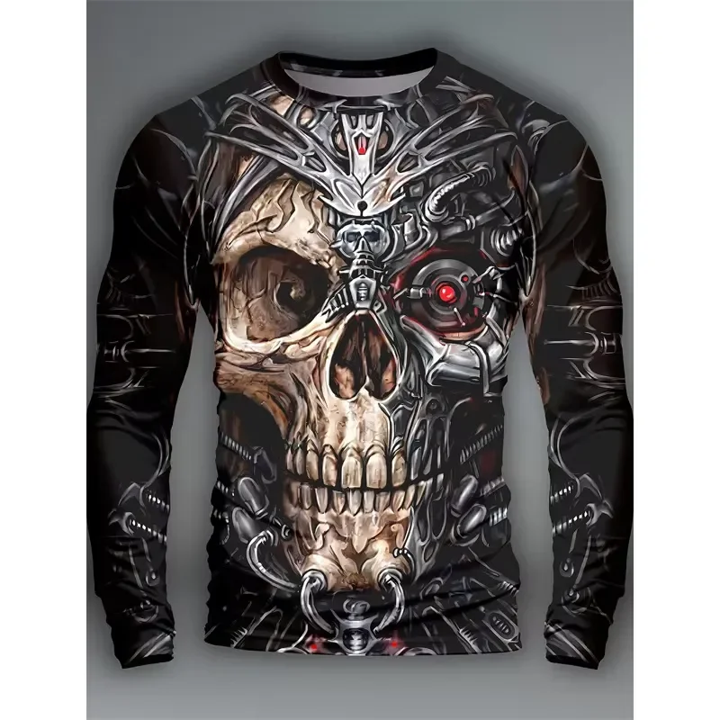 3D Long Sleeve 3D Printed Skeleton Skulls T Shirt Men Cool Pattern Tee Autumn Fashion Casual Street O Neck Tops Loose 2026