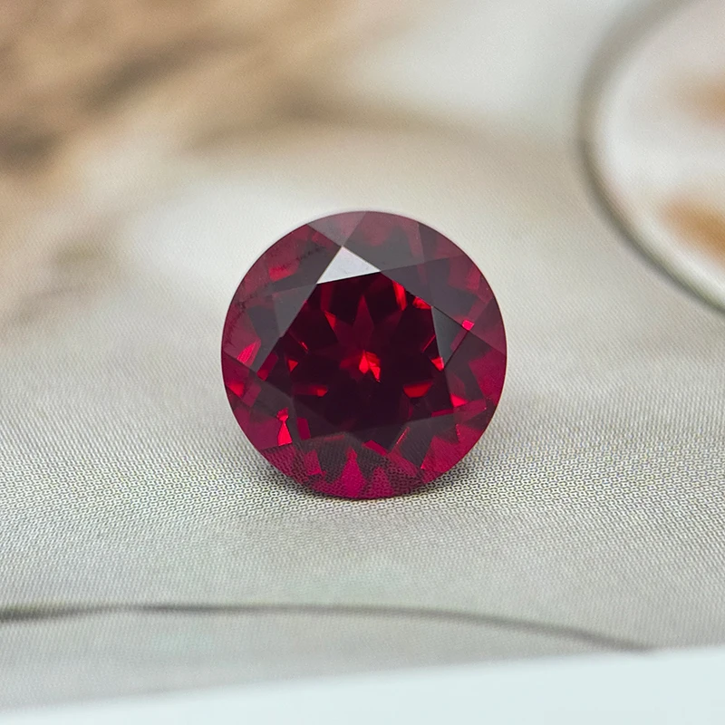 Laborgezüchteter Rubin in Taubenblutrot, runde Form, Charm-Perlen für DIY-Schmuckherstellung, Ringmaterialien, mit Zertifikat – Detail 7