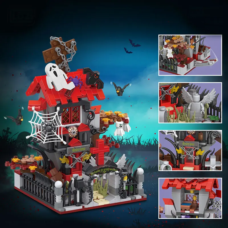 LOZ Mini Blocks Halloween Magic house Vampire Ghost DIY Assembly Building Block Toys For Xmas Gifts