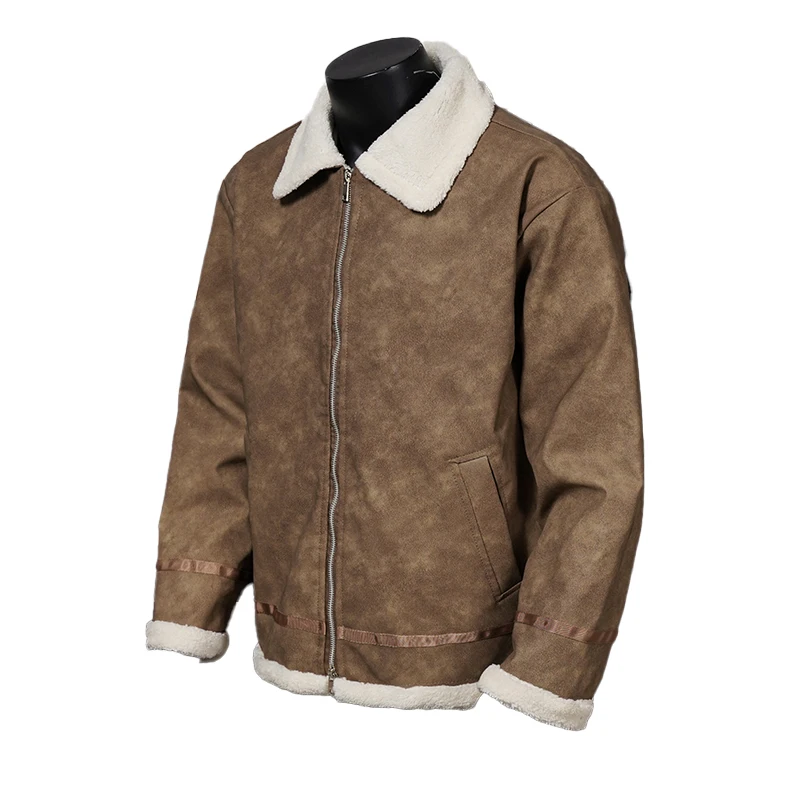 

Unisex High Quality Thicken Leather Jacket Mens Warm Jacket Youth Fashion Casual Coat Winter Men Suede Fur Collar Leather Coat