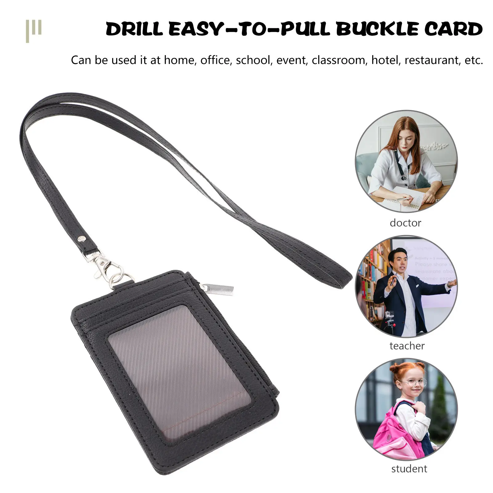 Card Holder with Lanyard Thick Polyester Id Badge Holder for School Office Name Tag Student Work Cards Anti Scratch Protective