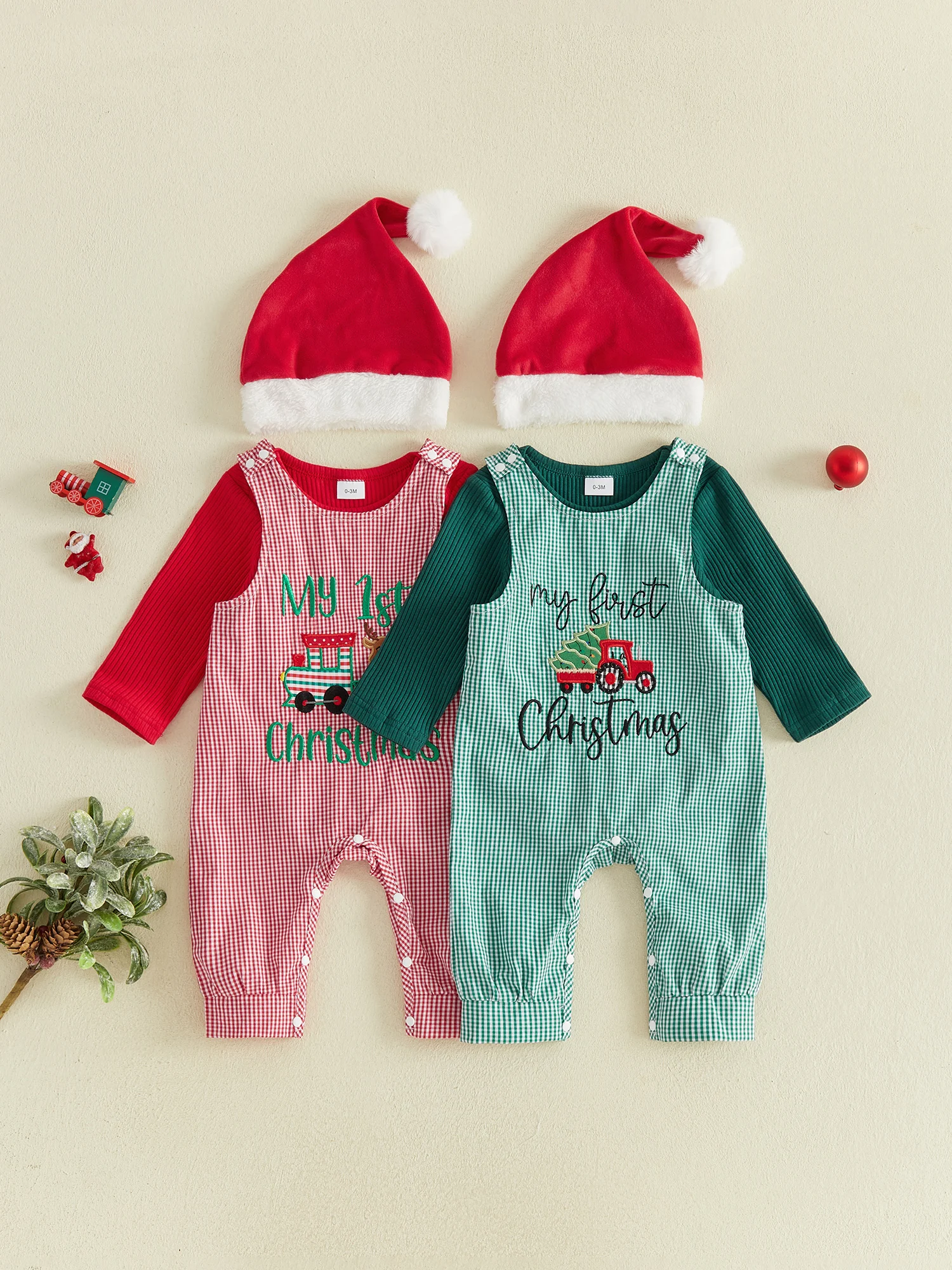 Plaid Overalls Sleeve Romper Christmas Clothes Long Christmas Clothes Overalls Pants Sleeve Romper-Plaid-Overalls Boy