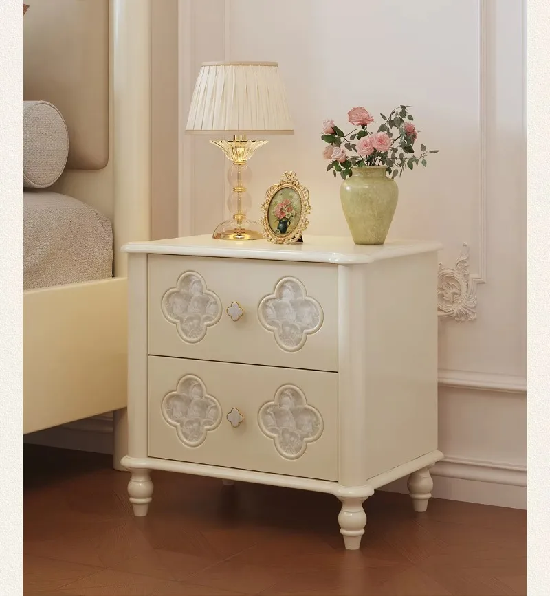French cream wind bedside table, especially good-looking high-end sense, exquisite storage bedside table, solid wood new model