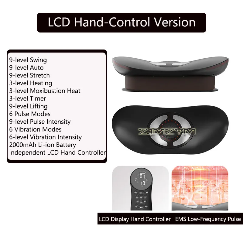 Electric Lumbar Back Massager Wireless Waist Traction Stretcher with Airbag EMS Pulse Moxa Heat Vibration for Back Pain Relief