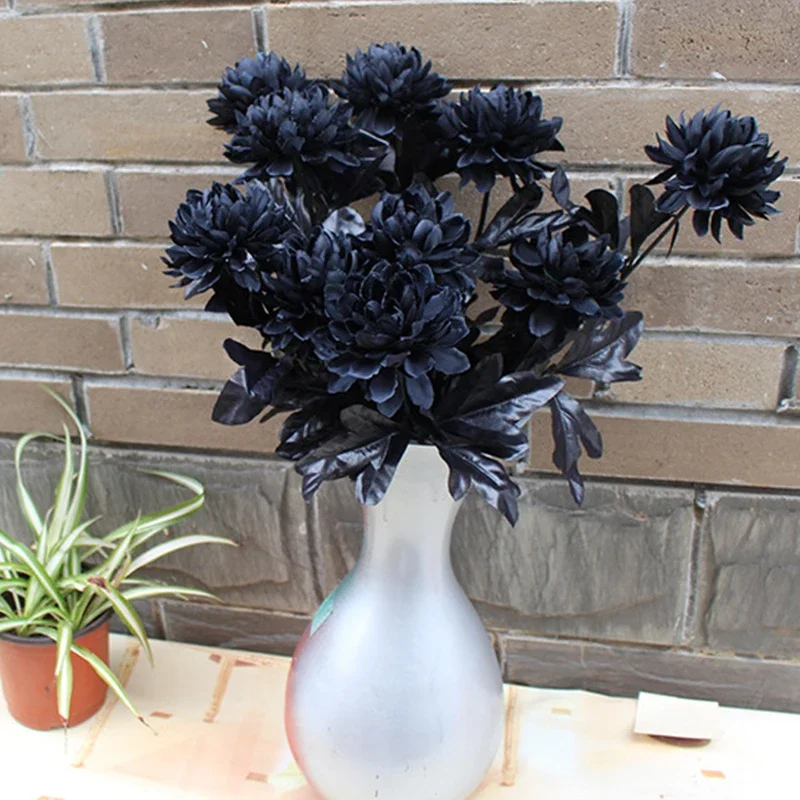 Black Dahlia Silk Rose Bouquet Artificial Flower Decoration Wedding Home Furnishing Decoration Christmas Valentine's Day Gift