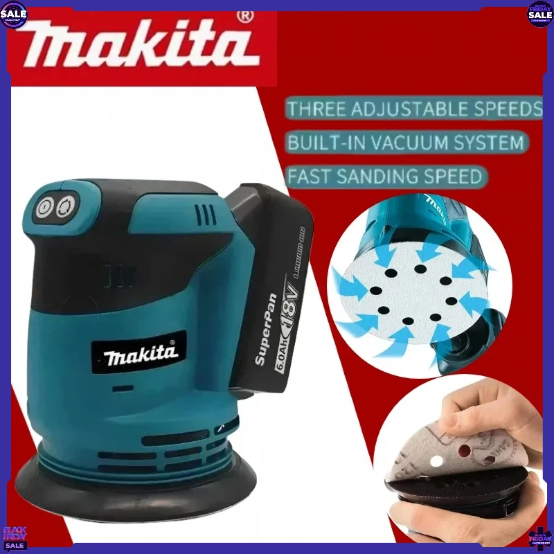 makita-cordless-rechargeable-disc-brushless-random-orbital-sander-woodworking-sanding-putty-polishing-18v-20v-bare-tool