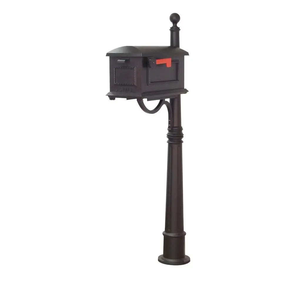 

Lite Traditional Curbside Mailbox with Ashland Post Black Mailbox with Aluminum Post SCT1010SPK600BLK