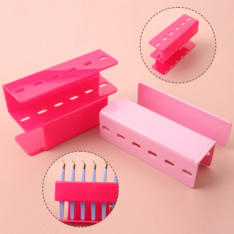 6 Holes Acrylic Eyelash Tweezers Storage Rack Tweezer Holder Stand Organizer Holder Stand Nail Tattoo Women Beauty Tools Shelf