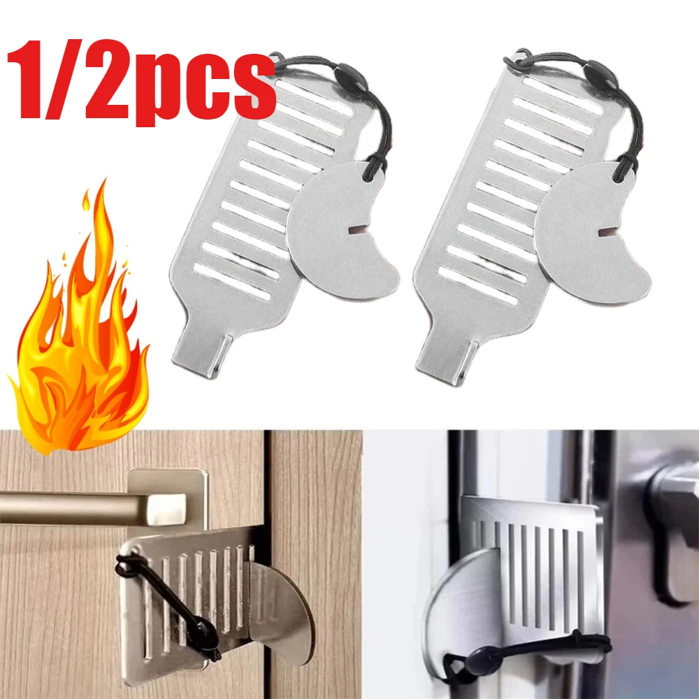 Bloqueador de puerta de seguridad antirrobo portátil de 8 cm de acero inoxidable, herramienta de seguridad para privacidad en el hogar, hotel, viajes, tope de puerta.