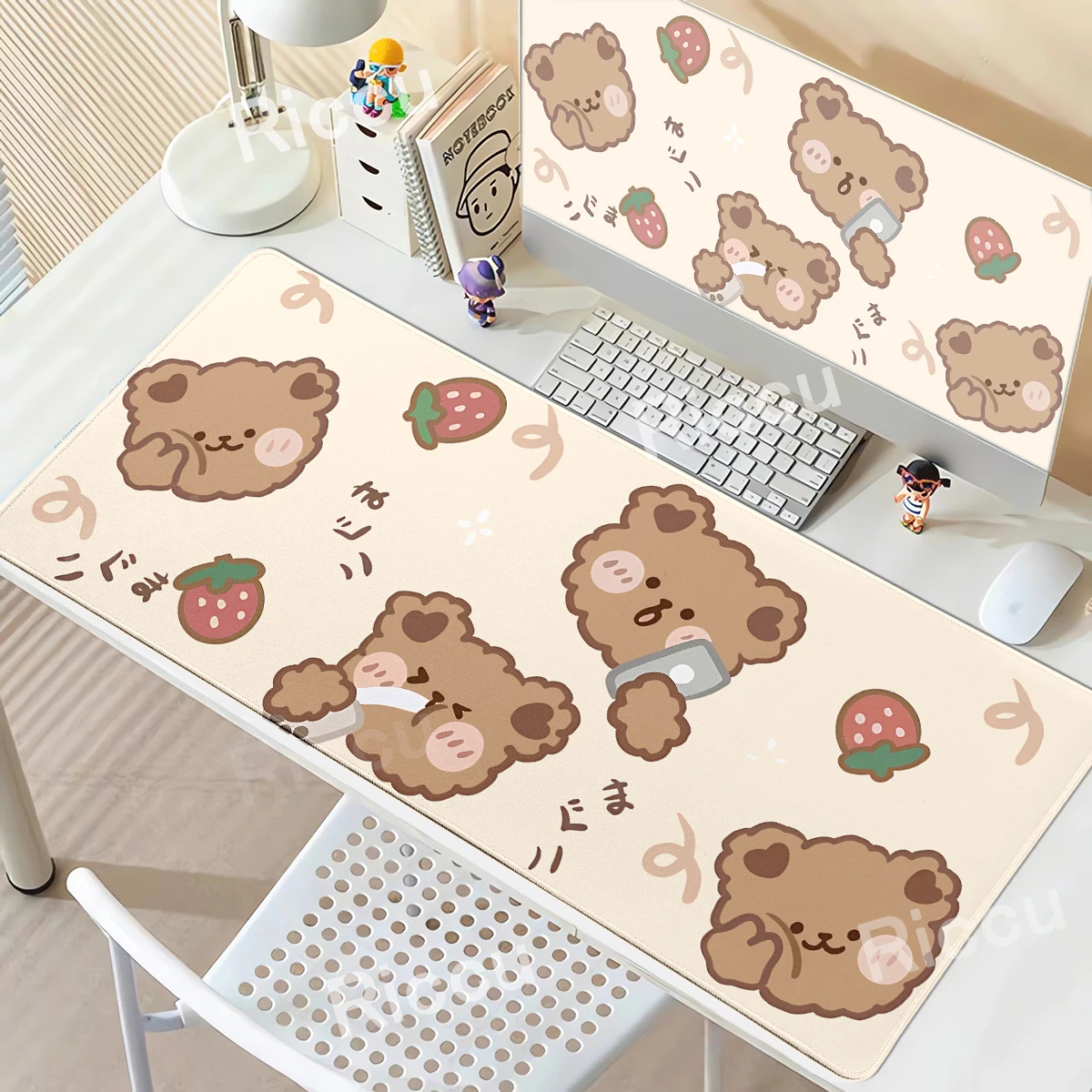 Kawaii Braunbär Mauspad Schreibtischdekoration Rutschfeste Matte Cartoon Büro Largr Mauspad PC Tastatur Zubehör Niedliche Tierpads