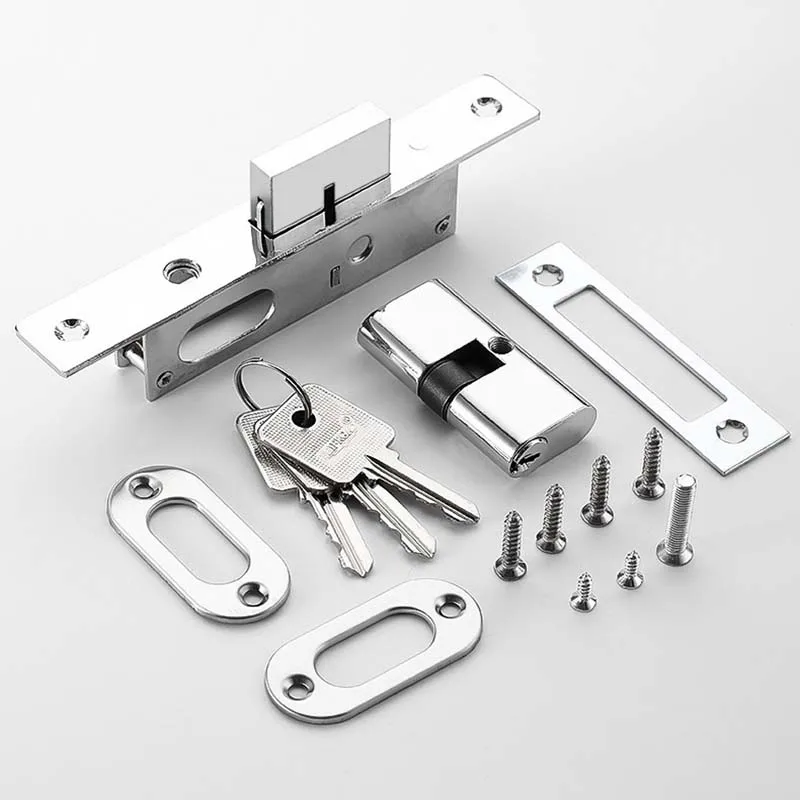 Cross Key Double Hook Lock 1863 Sliding Door Hook Lock Invisible Sliding Door Hidden 99 Type Lock Alloy Frame Door Lock Hardware