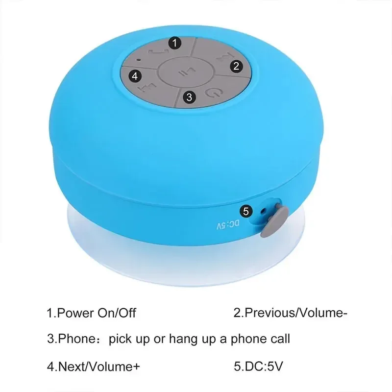 Bathroom Waterproof Wireless Bluetooth Speaker Large Suction Cup Mini Portable RGB Light Stereo Speaker for Outdoor Sports