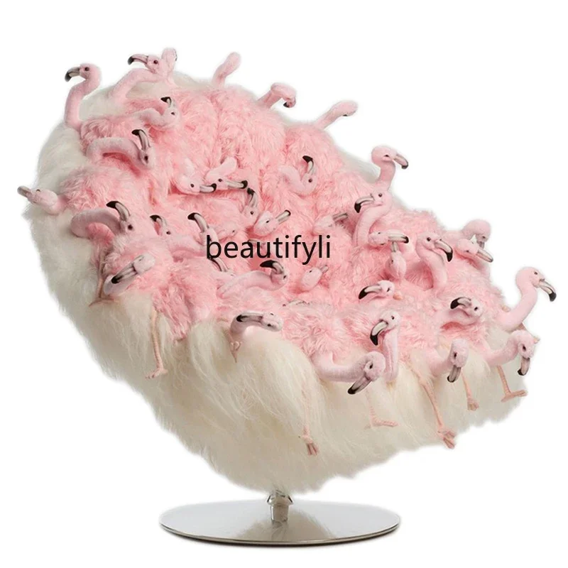 Italian minimalist cute animals, love flamingo rotating casual seat marriage, metal creativity