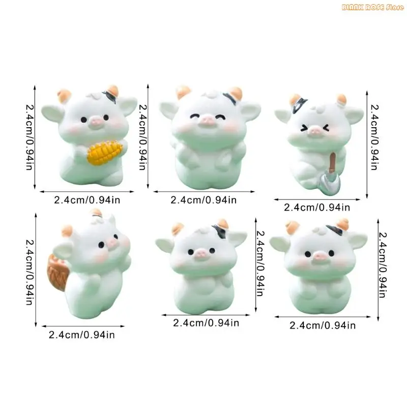K1AE Vaca Figure Modelo Mini Paisagem Decorações Casa Miniatura