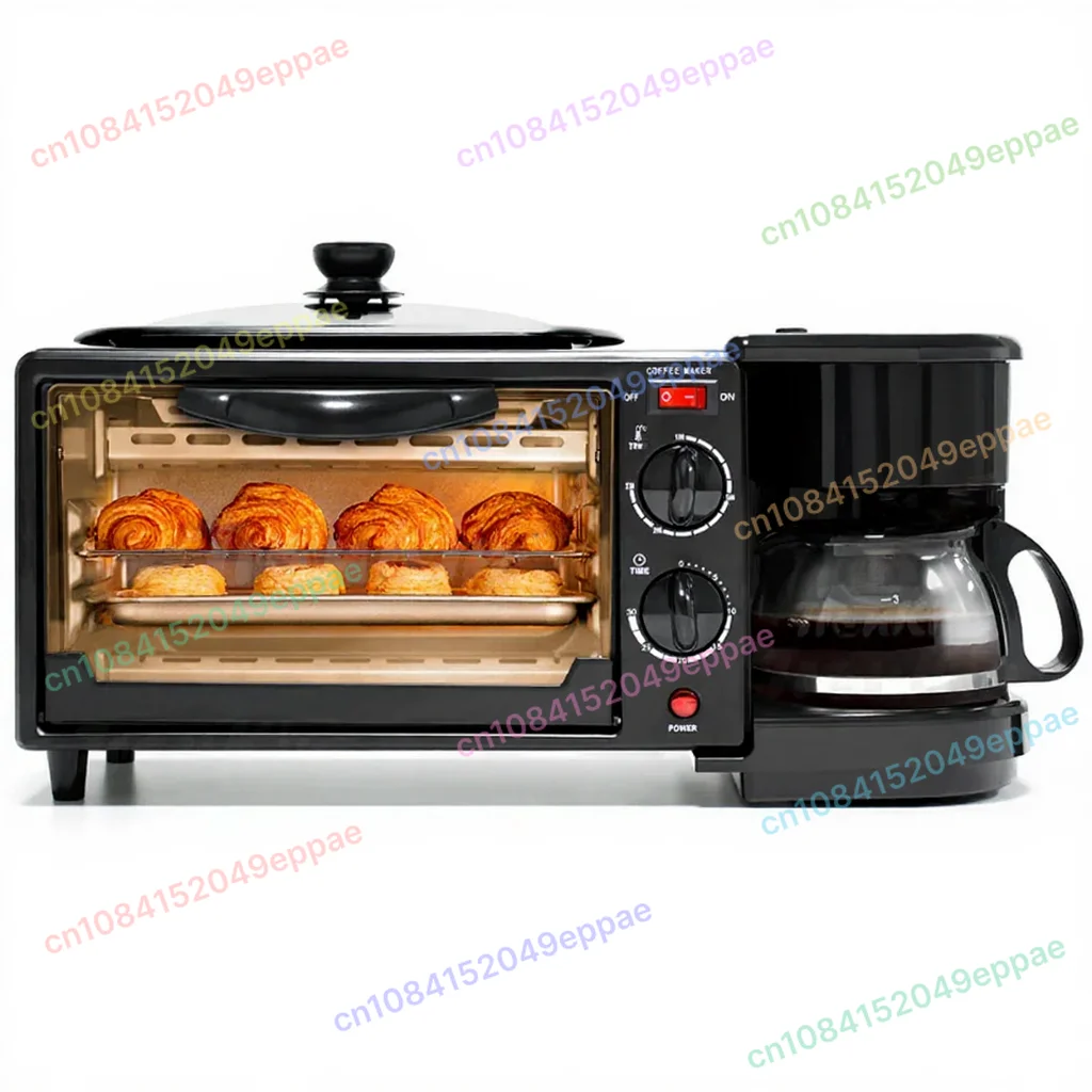 Exportación de máquina de pan doméstica multifuncional, máquina de desayuno 3 en 1, horno eléctrico pequeño, tostadora automática
