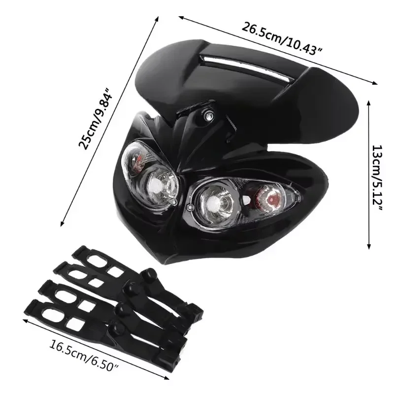 Motorcyle Racing Headlight Hi Lo Beam Dual Headlight Fairing Lamp Universal 12V For Dirt Bike ATV Motorbike Headlight Lamp Mask