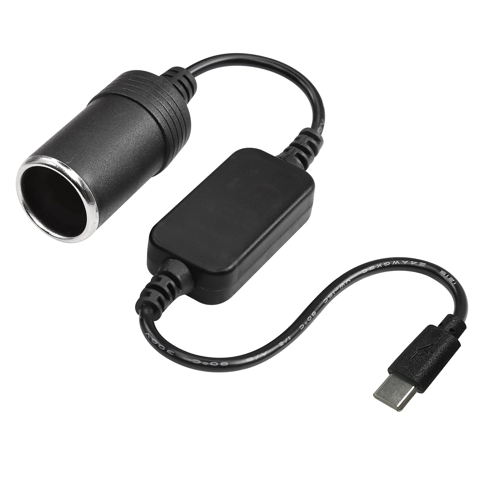 Car Adapter USB C Male to 9V 12V Car Cigarette Lighter Socket Step Up Cable Female Power Cord for Power Bank DVR