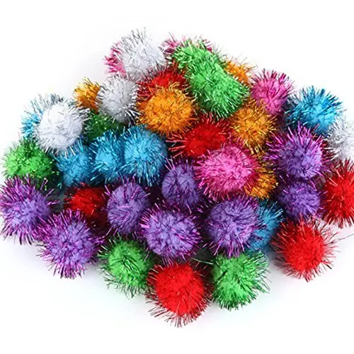 Colourful Environmental Assorted Color Arts Craft Pom Poms Girl Glitter Poms Sparkle Balls For DIY Decorations