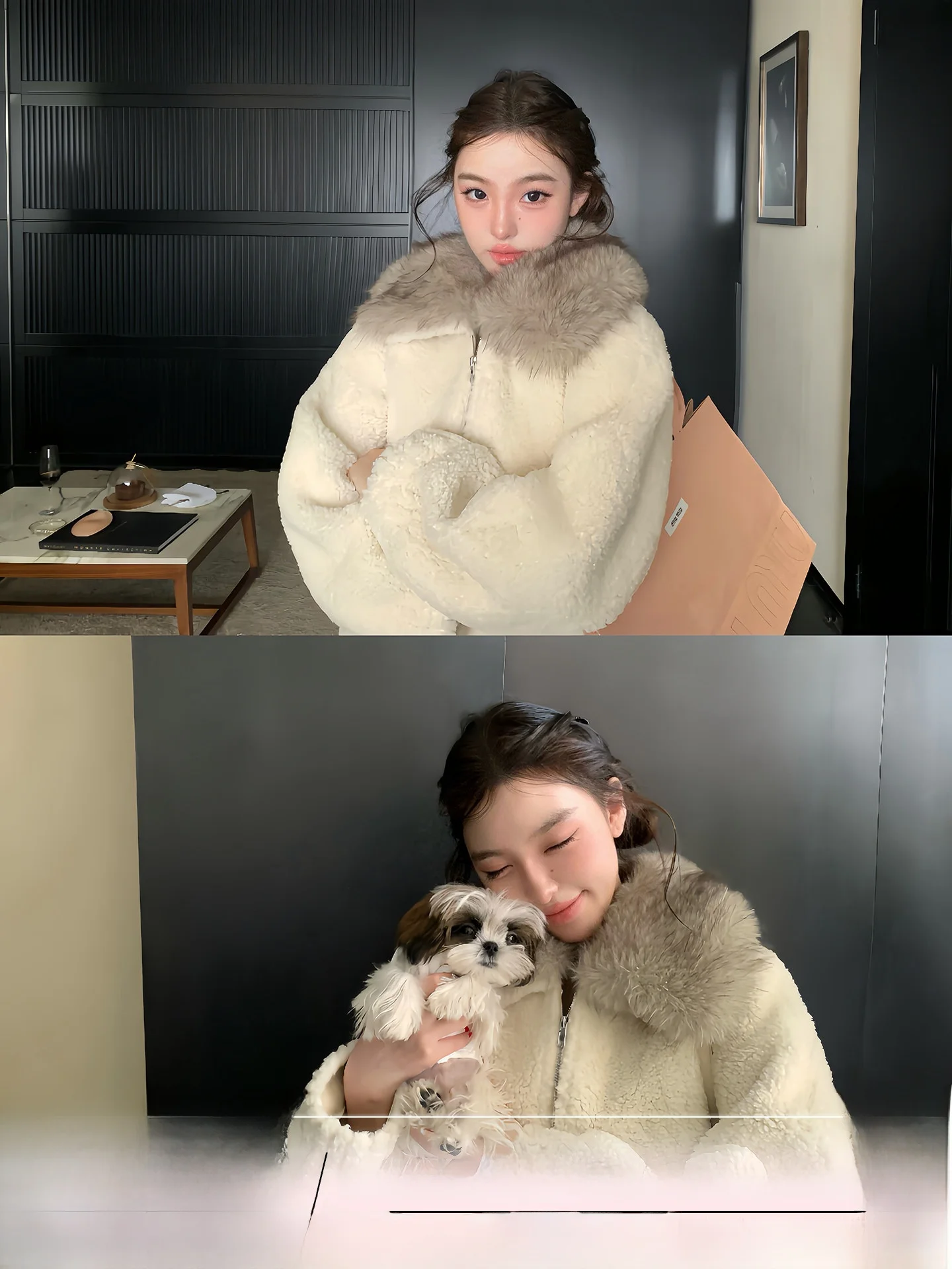 

Detachable Large Fur Collar Eco-friendly Lamb Fur Jaet Women Winter Warm Top OYFF Aurora Snow Kiss Faionable Outerwear