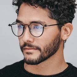 Pure Titanium Ultralight Men's Eyewear High-end Quality Vintage Round Eyeglasses Women Retro Luxury Brand Glasses Frames Male