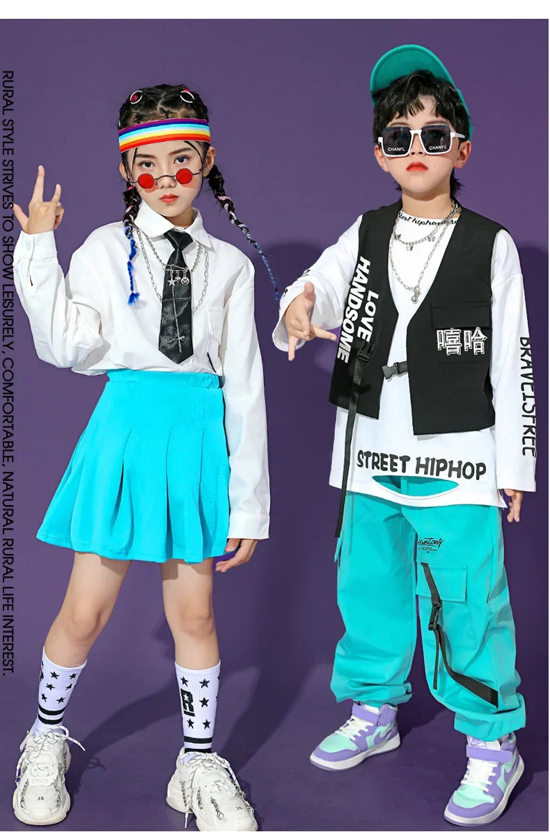 Neues Kinder-Hip-Hop-Tanzkostüm, Streetwear-Outfit für Jungen, Jazz-Tanzkleidung für Mädchen, China-Chic Laufsteg-Performance-Wettbewerbsanzug – Detail 4