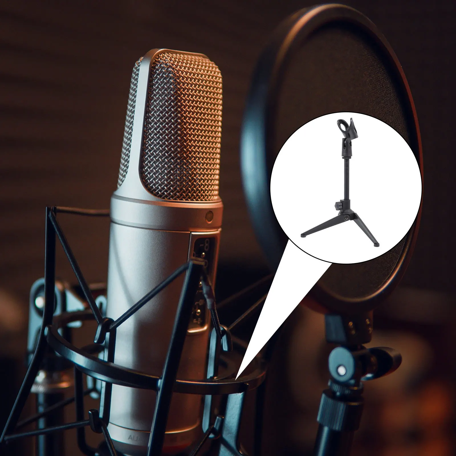 

Universal Microphone Stand Adjustable Desktop Mic Holder For Live Broadcast Blog Recording Audio Accessory Tripod Mic Support